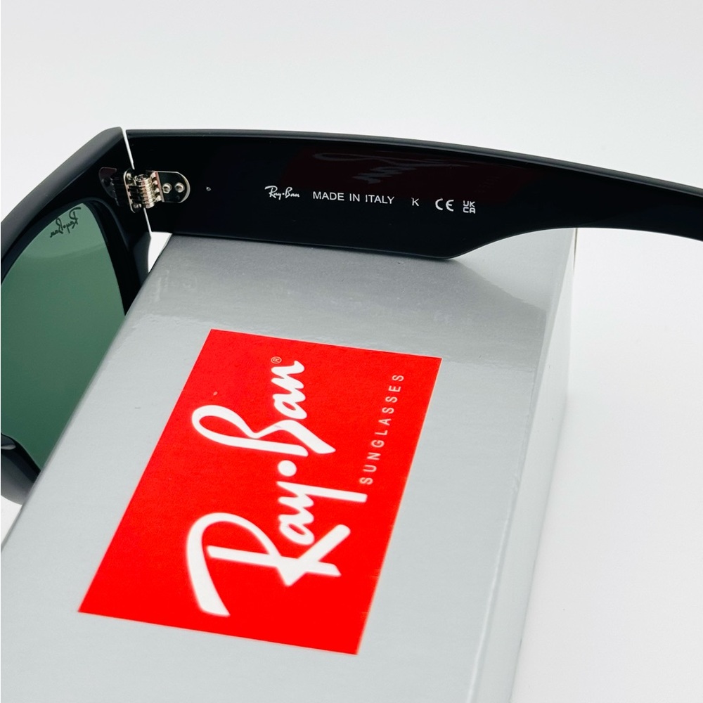 Ray-Ban Mega Wayfarer Sunglasses Rb0840S Acetate Black Frame Green Lenses UNISEX - Picture 12 of 15